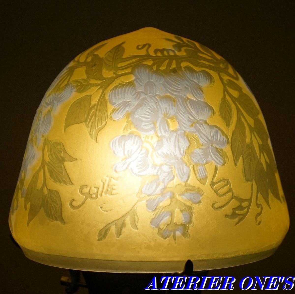 証明書】エミールガレ2灯カメオ彫り被せガラスフロア照明ナイトスタンド