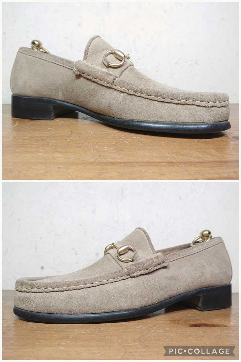 ITALY製 オールドグッチ/GUCCI ホースビットローファー 40E 25cm相応