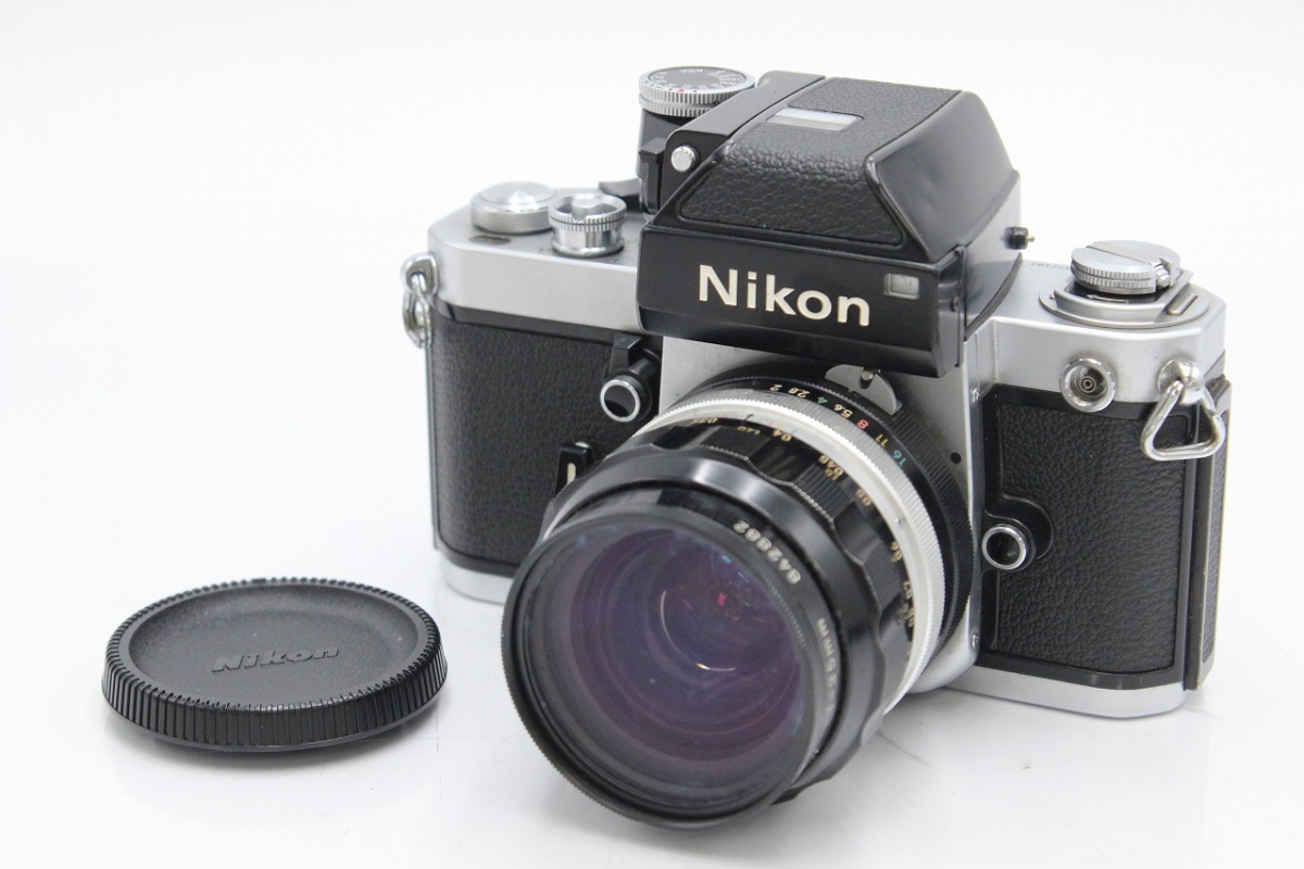 【行董】 Nikon ニコン F2 フォトミック 一眼レフ フィルムカメラ NIKKOR-OC Auto 1:2 f=35mm レンズ DP-1 ファインダー AA851BOM03