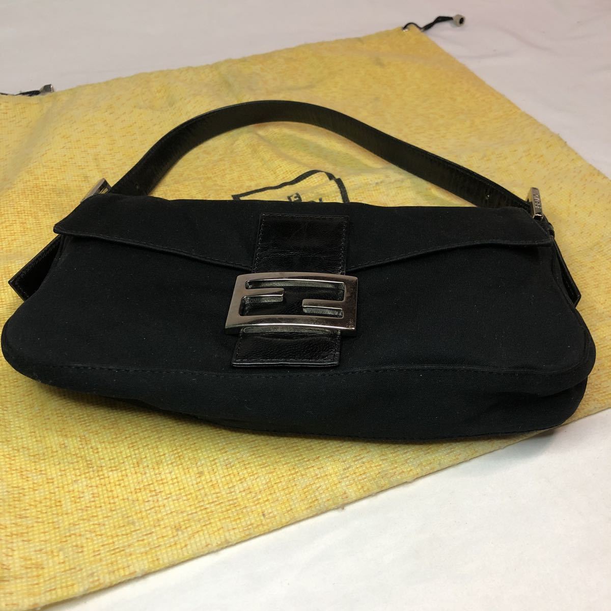 1円 〜 美品 FENDI フェンディ コットン マンマバケット ハンドバッグ 