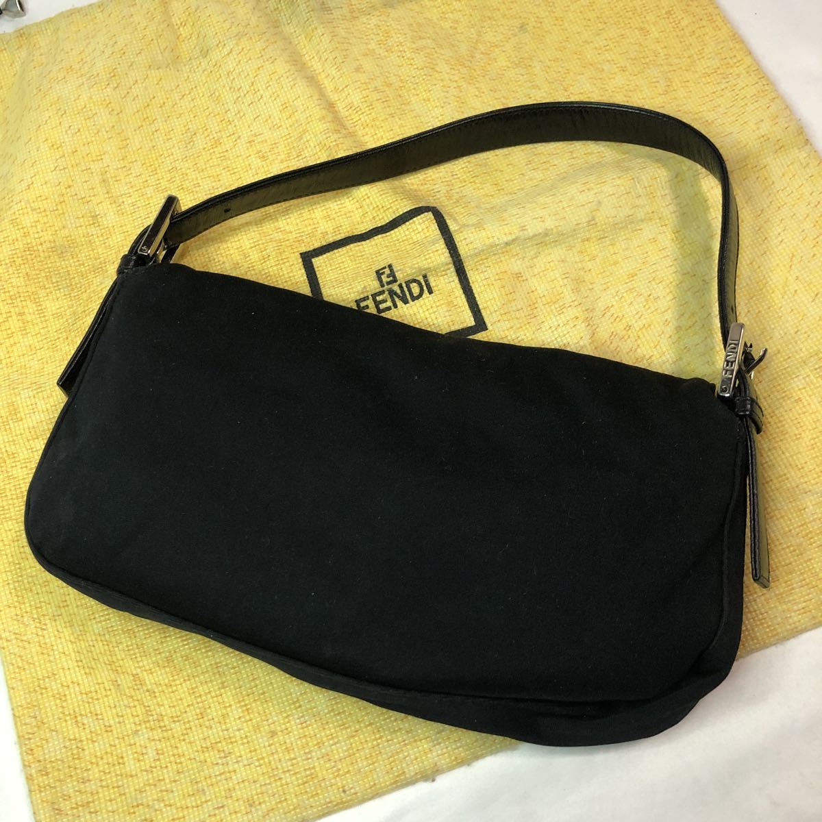 1円 〜 美品 FENDI フェンディ コットン マンマバケット ハンドバッグ 