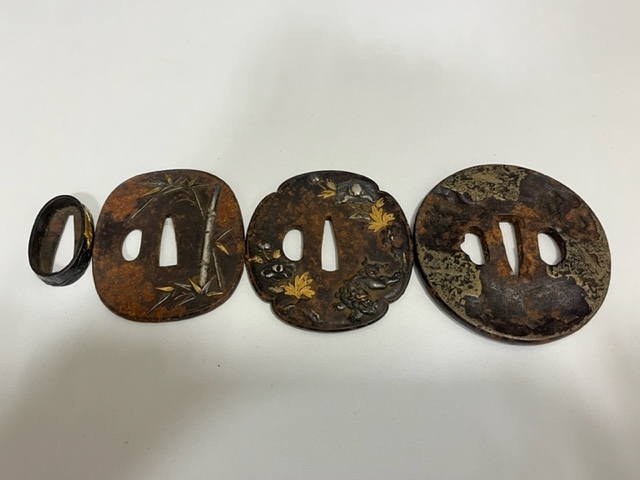 刀装具 鉄地 刀鍔 江戸時代 時代物 武具 鍔 鉄鍔 美術品 骨董