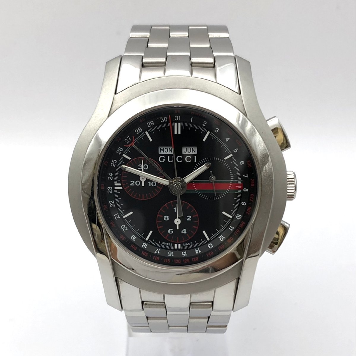 電池交換済】グッチ GUCCI 腕時計 5500 クロノグラフ シルバー 【公式