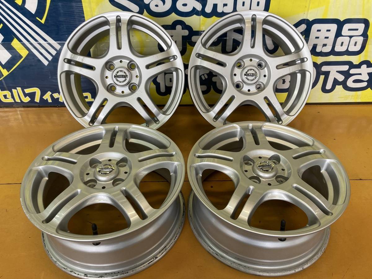 ☆日産 純正 15インチ アルミ ホイール 6J +50 4穴 PCD100 シルバー 4