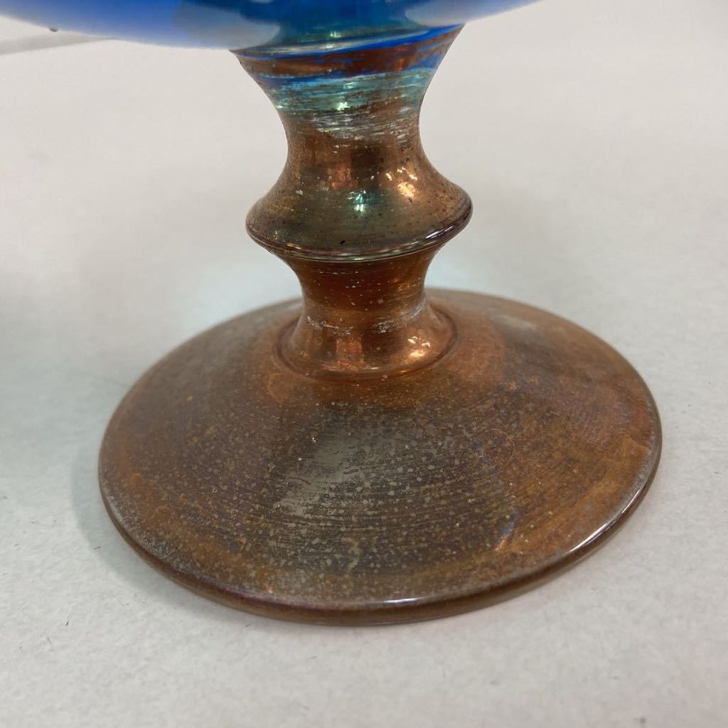 132 ベネチアン グラス ガラス 金彩 2客 ムラノ イタリア製