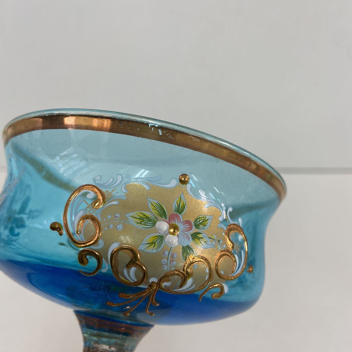 132 ベネチアン グラス ガラス 金彩 2客 ムラノ イタリア製