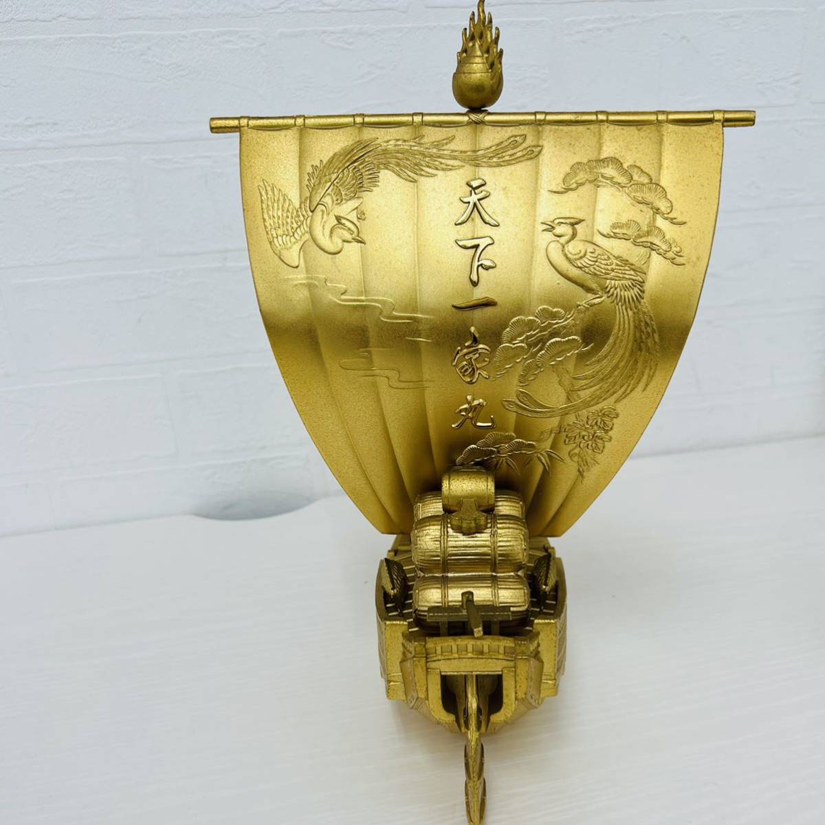 宝船 天下一家丸 金メッキ 置物 オブジェ 美術置物 縁起物 福神 商売 