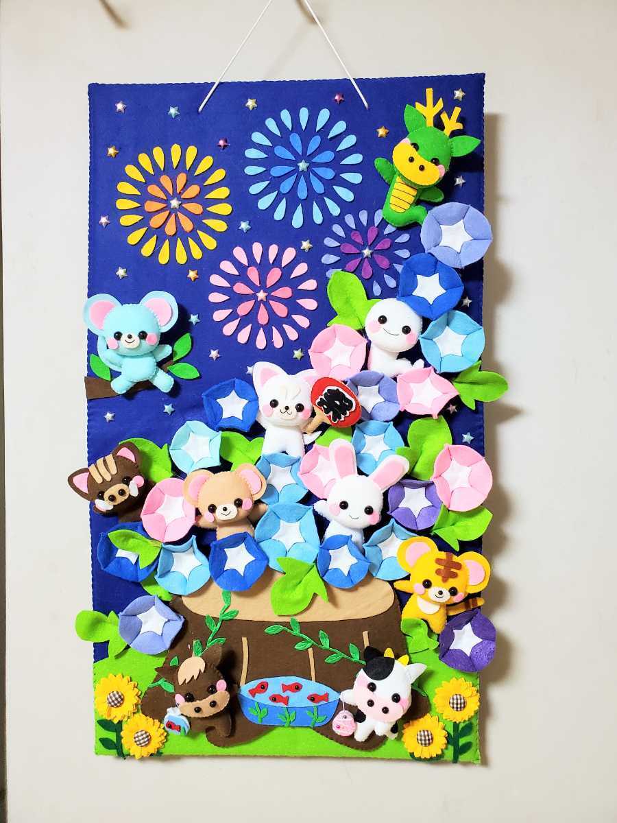 petit chaleur*ハンドメイド*フェルト*リース*タペストリー* 七福神