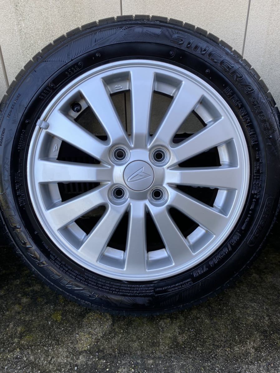 155/65R/14 ダイハツ 純正ホイール バリ溝タイヤ付き 4本 タント 
