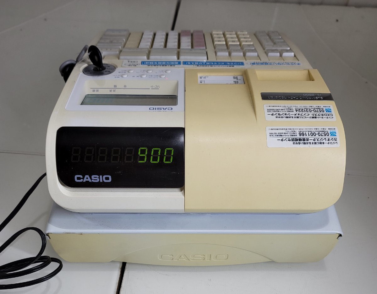 O ※ CASIO カシオ 電子レジスター 店舗用品 TE-2600 中古品 印字確認済 鍵