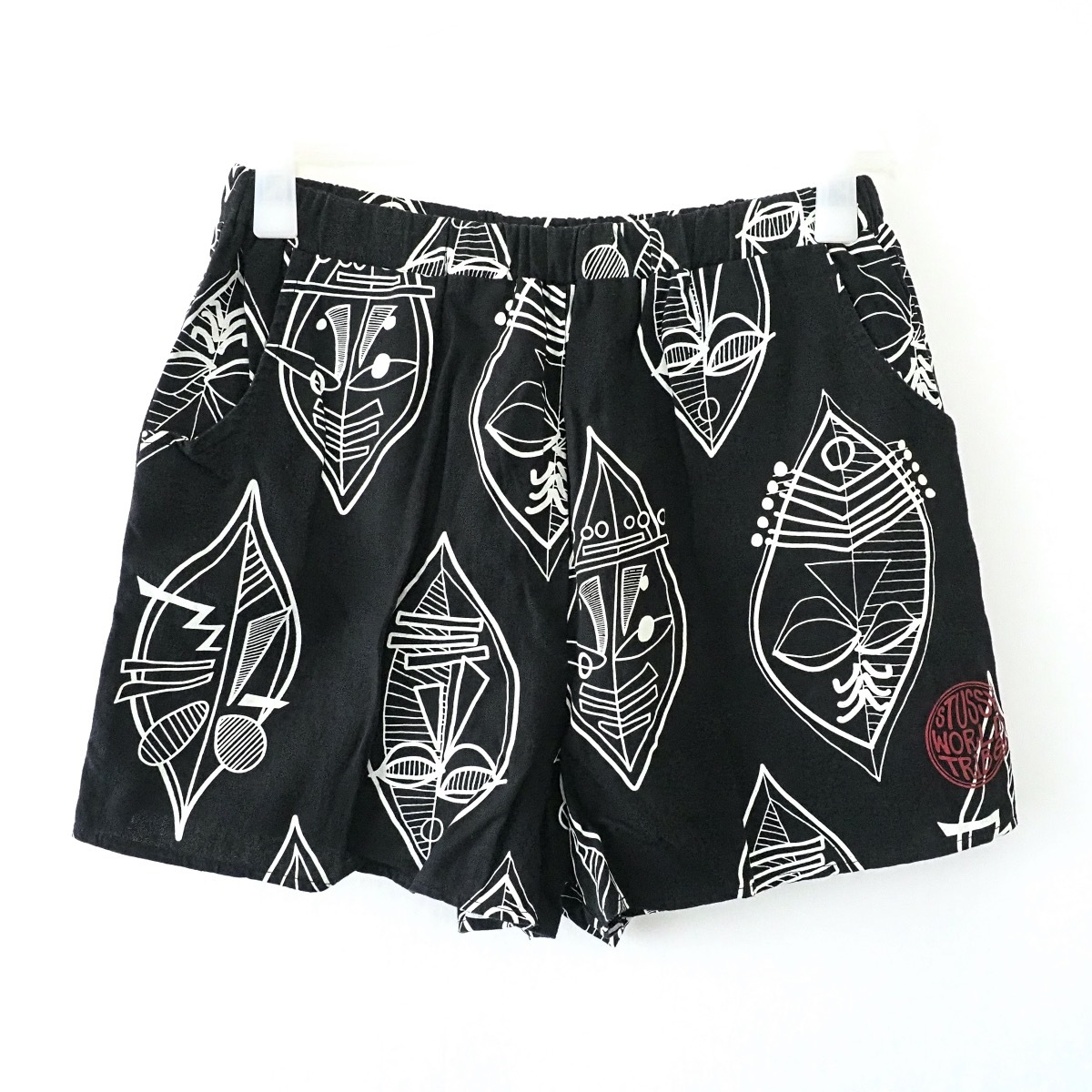 希少 STUSSY ステューシー 総柄 仮面 リネン混 ショーツ ショート