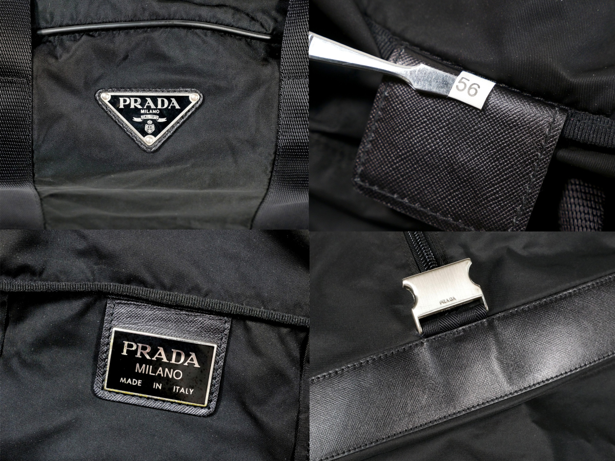 美品！ PRADA ボストンバッグ 大容量、レザー＆ナイロン、ブラック