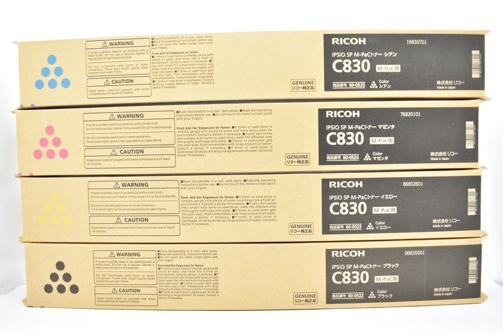 未使用 RICOH 純正 リコー IPSIO SP M-PaCトナー C830 4色セット 03N1543-6