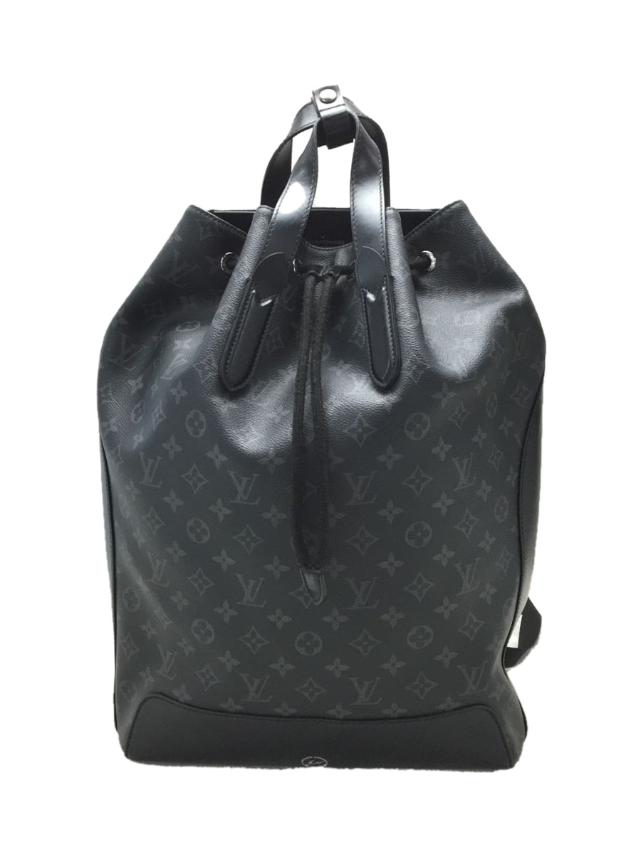 LOUIS VUITTON◆リュック/PVC/BLK/モノグラム/ルイヴィトン/M43275/ブラック/バックパック エクスプローラー//2WAY 巾着