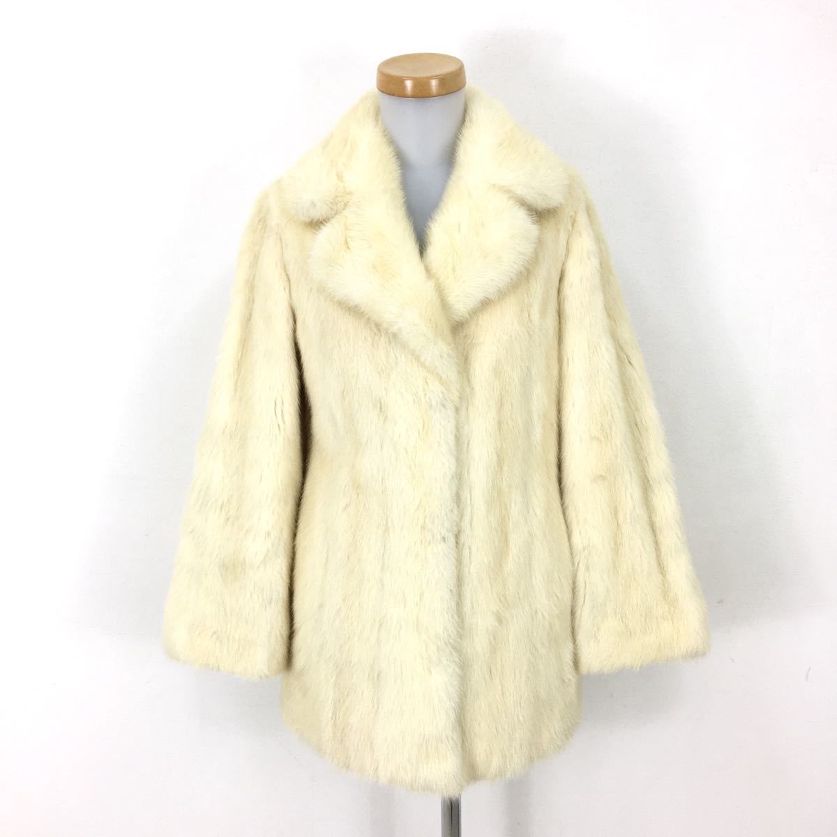 美品サガミンク・クリーム色 毛皮 ロングコート（12号サイズ） 極美 