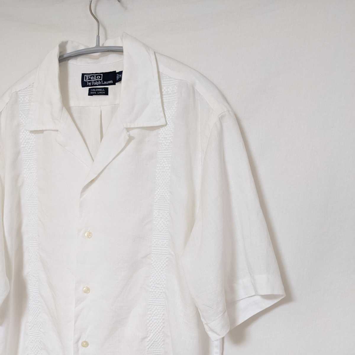 90s POLO by Ralph Lauren CALDWELL オープンカラーシャツ M リネン 