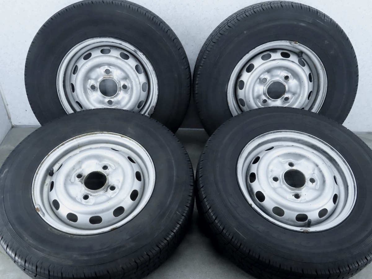 【低価，爆買い】 日産 バネット C22 純正 13インチ スチールホイール 4本セット 13x4.5J 4穴 PCD 114.3 +40 TOYO V-02 175R13LT 8PR タイヤ付(ラジアルタイヤ)｜売買されたオークション情報、yahooの商品情報をアーカイブ公開 4穴