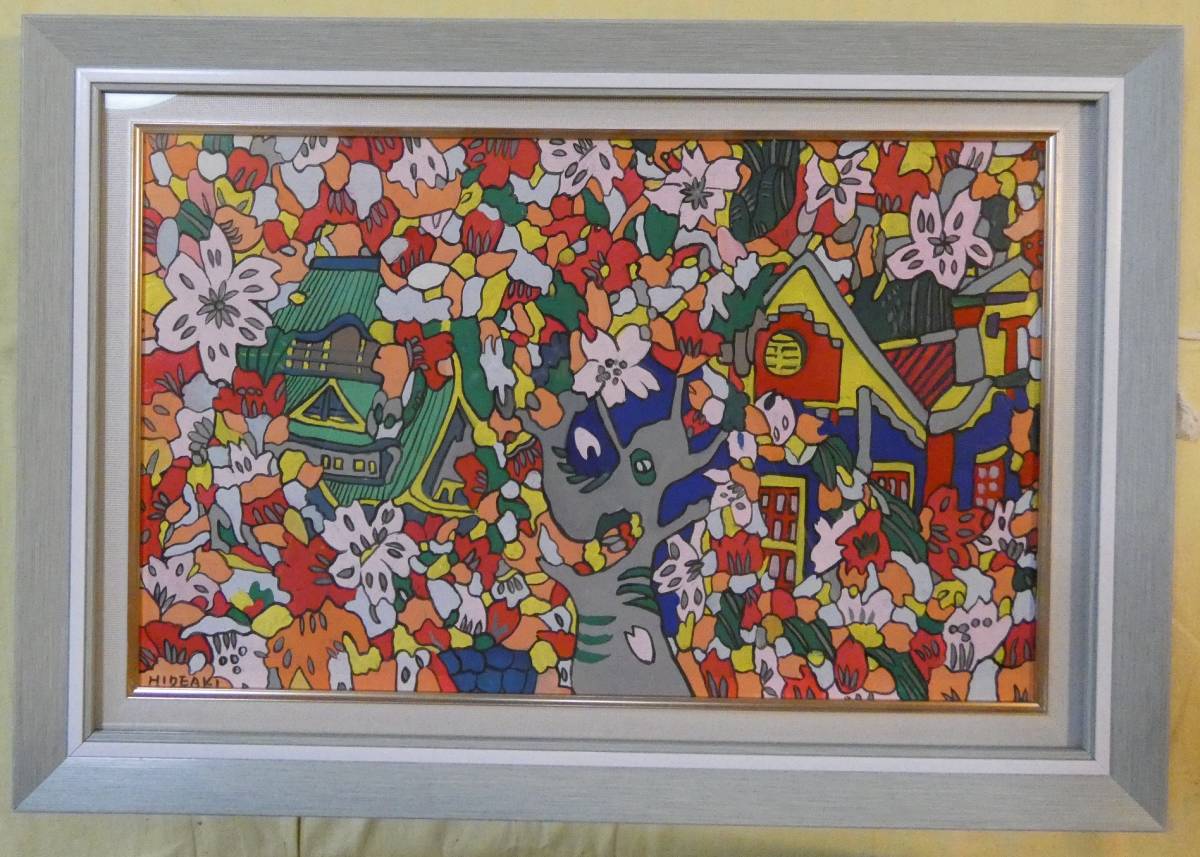 M10 油絵 実力作家 ジミー大西 花吹雪 肉筆サイン有 世界的活躍 額装(静物