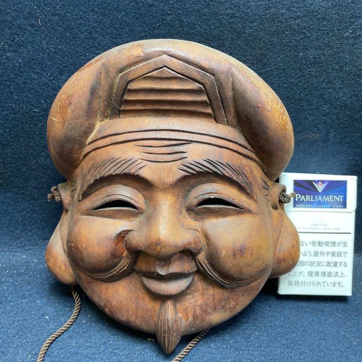 ⁄ 〜木彫り 素材：楠 : お面〜一刀彫 津山銘木 恵比寿 木彫り 仏像 お面