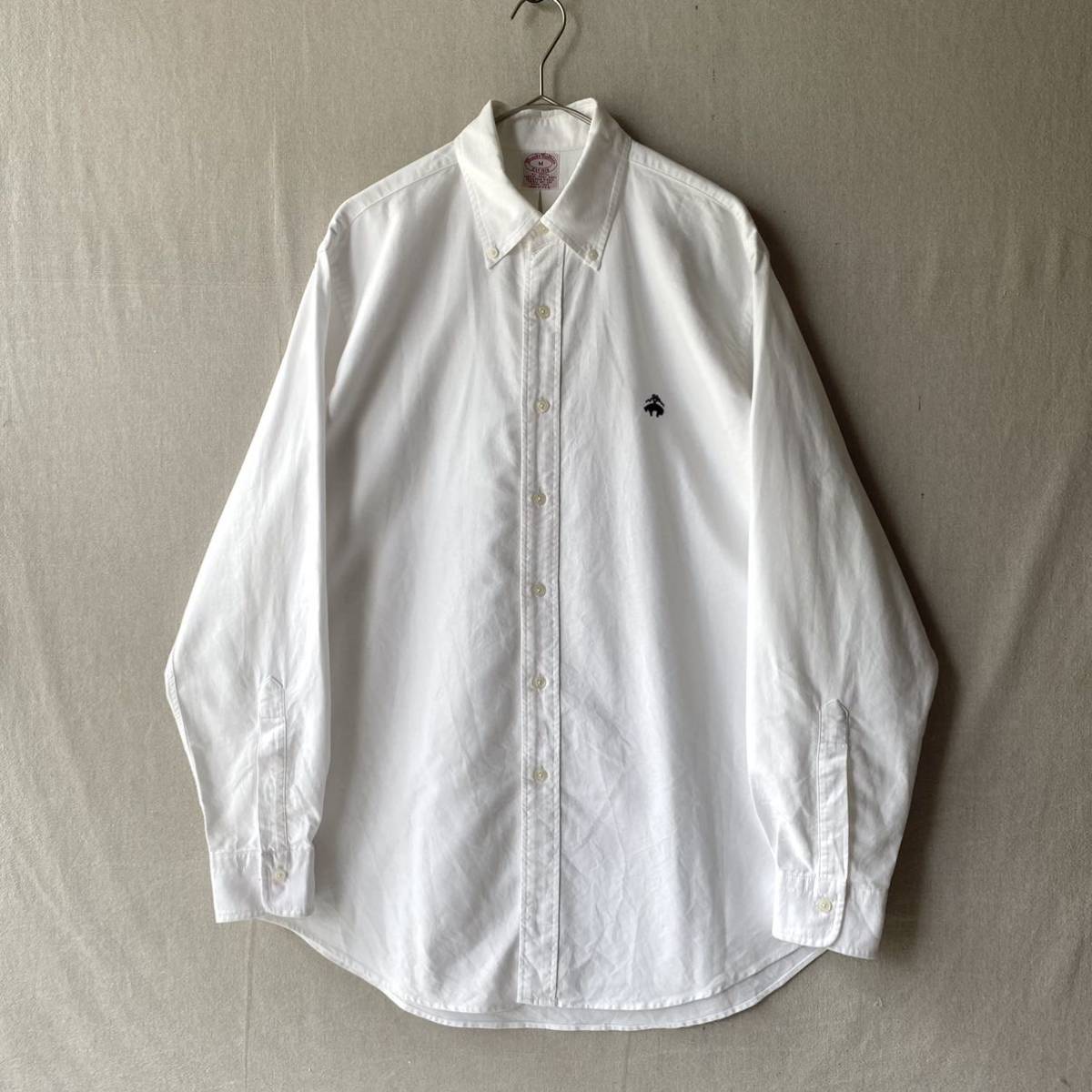 USA製 80s 90s Brooks Brothers ボタンダウン シャツ / M ホワイト ロゴ ドレス ビンテージ 80s T2-07068-0869 sale