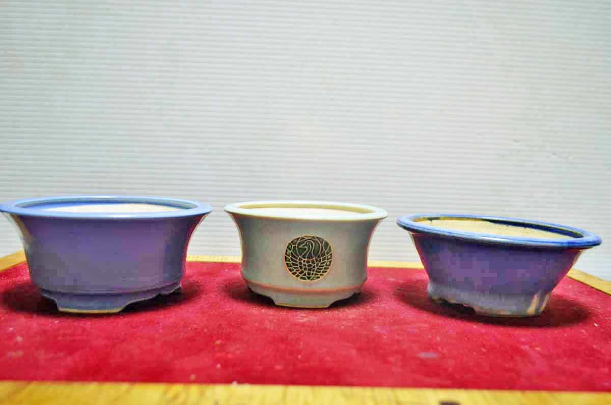 お宝超人気名工堀江美功(びこう) 極上均釉丸鉢3鉢セット鶴丸紋図 