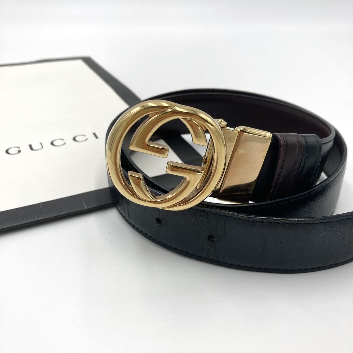 低価，SALE】 美品 GUCCI グッチ ベルト GGインターロッキング 