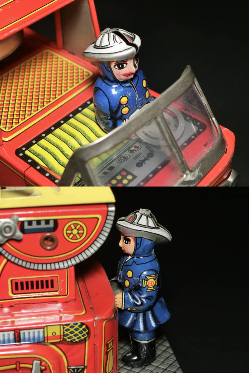 昭和レトロ ウサギヤ製消防車ブリキ玩具『F.D.NO.105 FIRE CAR 梯子付