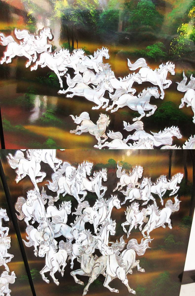 螺鈿細工】工芸品/馬/衝立/屏風