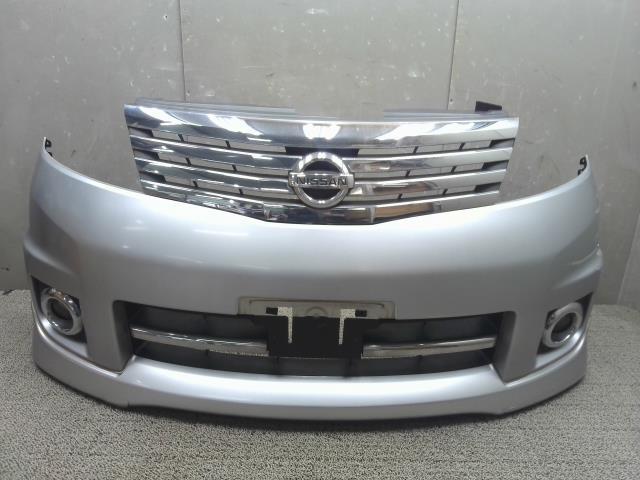 2206161 4621・セレナ C25 ハイウェイスター KY0 銀色 【フロントバンパー グリル スポイラー付】 (95819913) F2022-CY82A