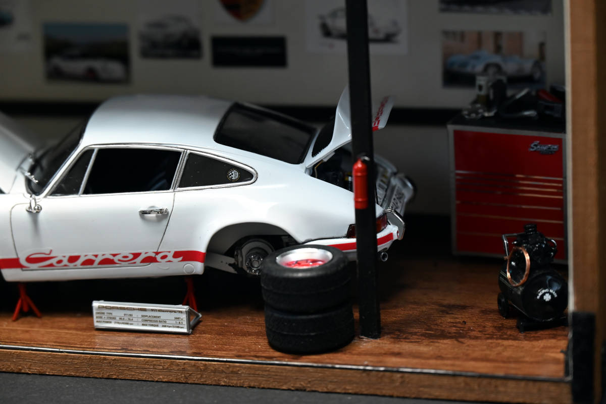 1/24 Porsche Carrera 911ガレージ風景ジオラマ 自作完成品(完成品 