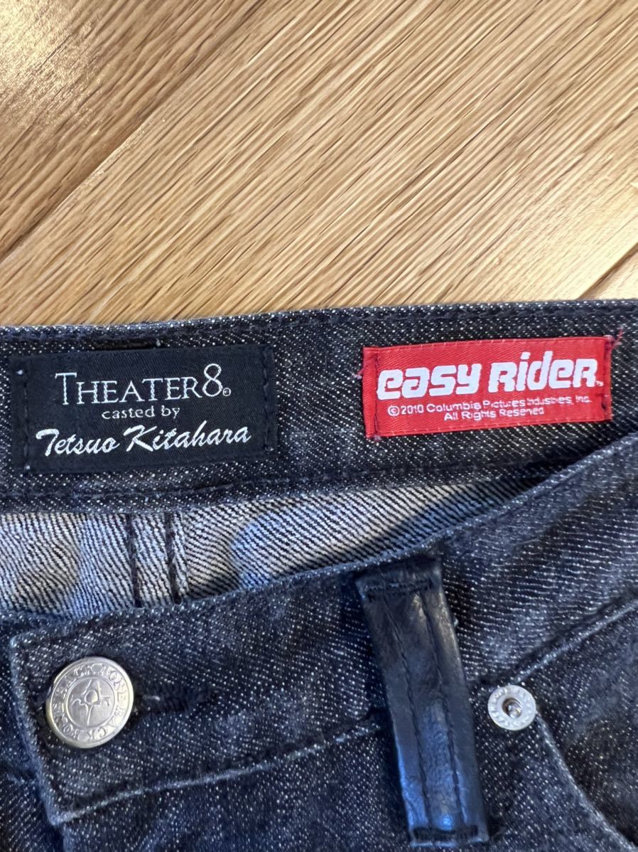 BACKBONE×Theater 8×easy rider] 星条旗 レザー切替 ブラックデニム 