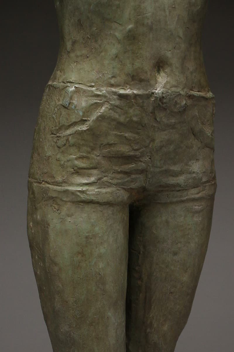 EE476 【日展彫刻作家 田畑功 作】重厚 ブロンズ「ひざし」高54.7cm 重