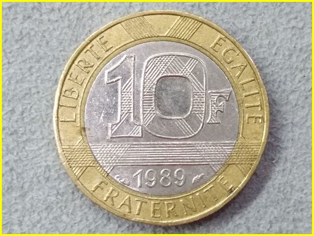 フランス 10フラン硬貨/1989年】 松明を掲げる天使/旧硬貨/バイカラー