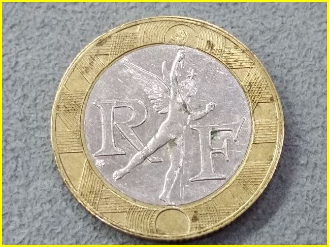フランス 10フラン硬貨/1989年】 松明を掲げる天使/旧硬貨/バイカラー