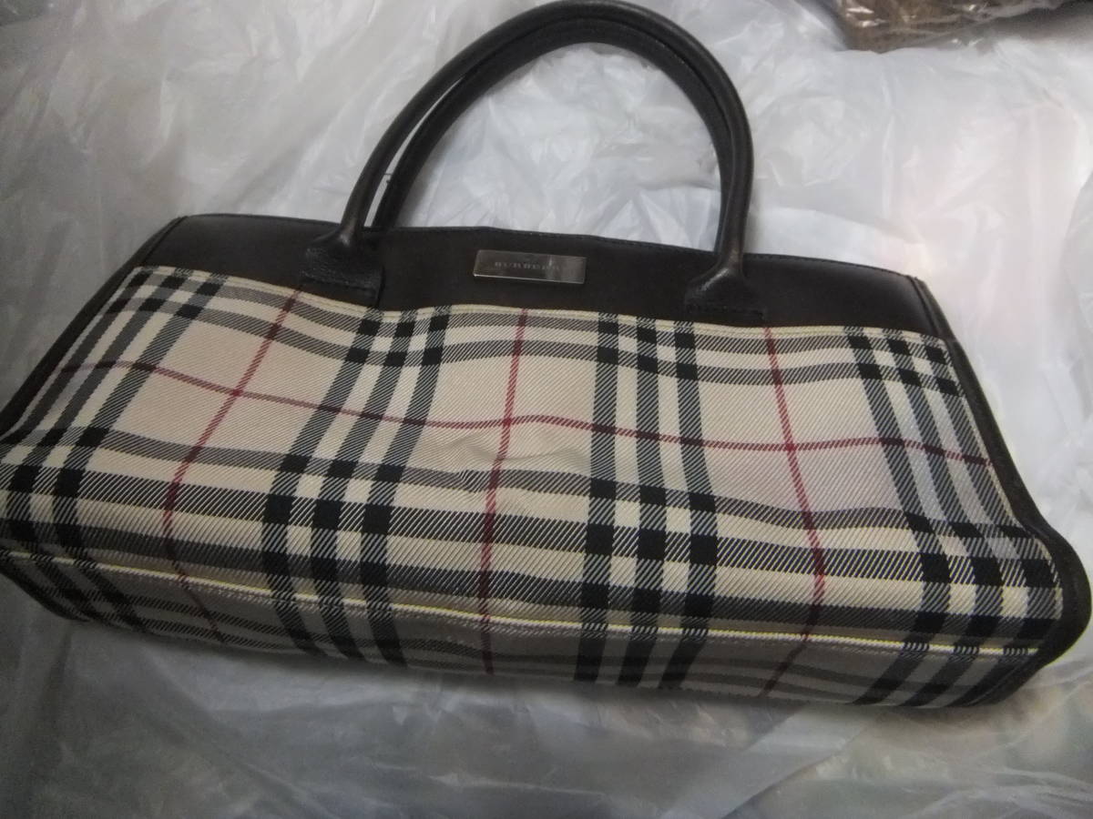 極美品 バーバリー シボ革 レザー トートバッグ ブラック 【美品 