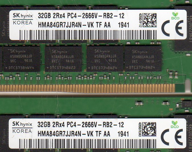 サーバー用 ☆ SKhynix 2Rx4 PC4-2666V-RB2-12 32GB×2枚セット 計 64GB