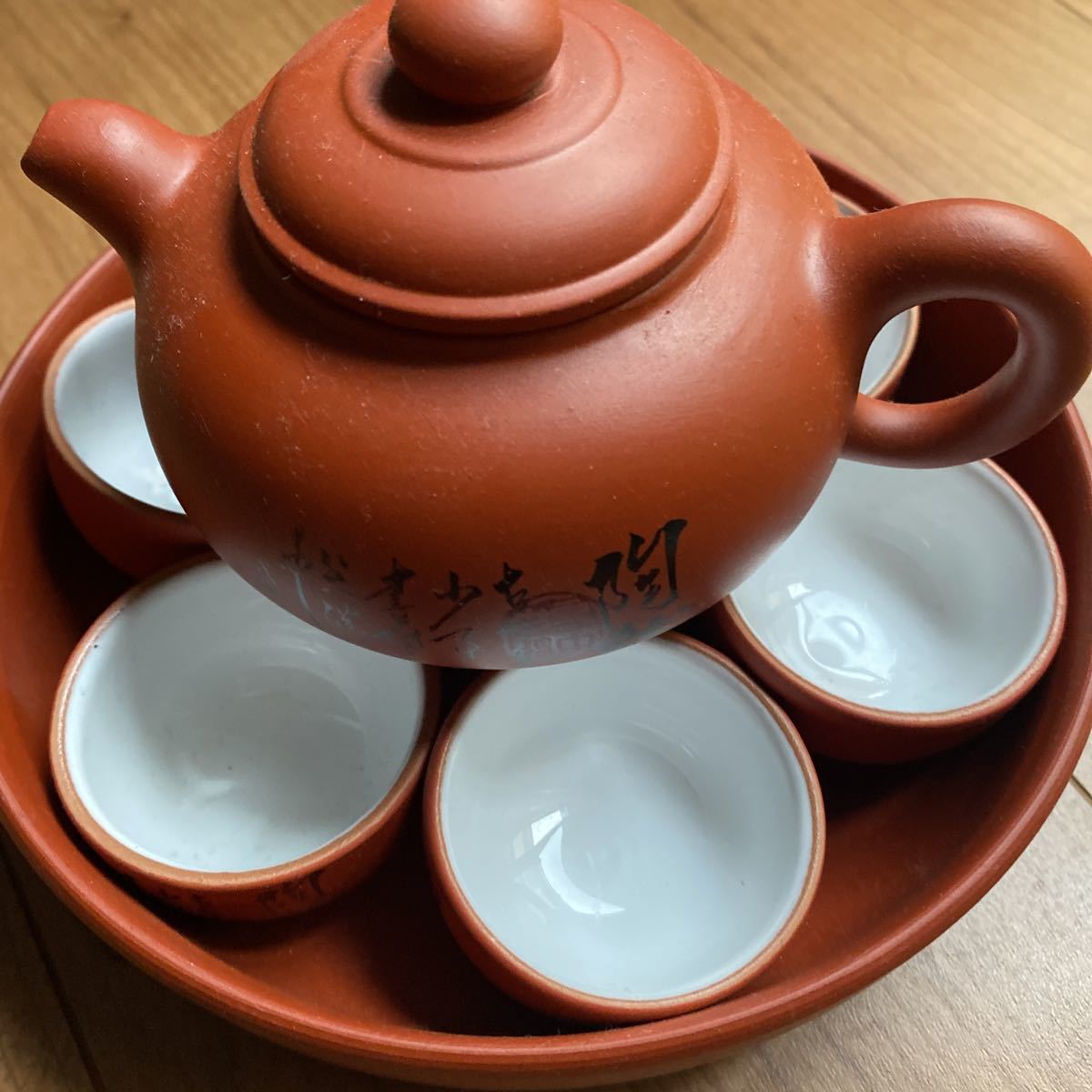 ☆煎茶道具！宜興紫砂！大振り/唐物朱泥急須！時代箱！☆