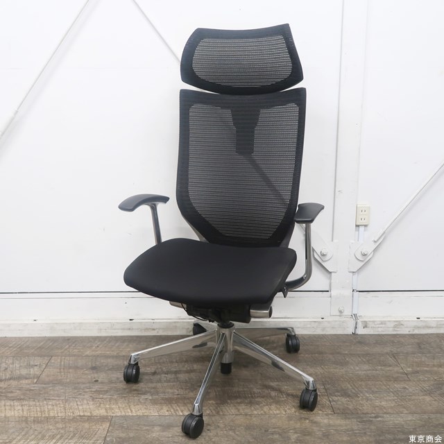 中古】オカムラ バロン エクストラハイバック 可動ヘッドレスト付き 座