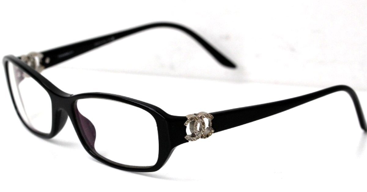 ココマーク シャネル 眼鏡 ブラック シルバー金具 3107-B ウェリントン 52□15 773 シャネル ココマーク CHANEL 60□17 リボン リムレスサングラス