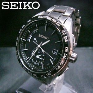 SEIKO】 ブライツ 8B54-0BB0 稼動品 シルバー&ブラック 映っ
