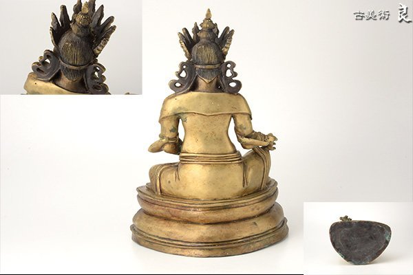 r146▽良▽清朝時代鍍金銅チベット仏 重量4.4kg 検 仏教美術平安奈良