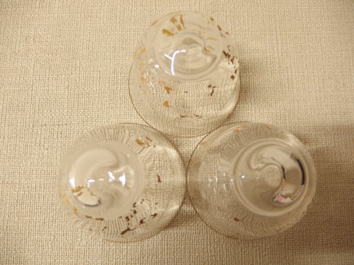 0820082w【ぎやまん 義山煎茶椀 五客揃 冷茶用 金箔 ガラス グラス】口径φ6.5×H5.2cm程度/未使用保管品 ガラス・義山（ギヤマン）の茶道具特集 | 千年の香り スープカップ (味ごはん茶碗ペア・浅小鉢ペア・7寸皿 今岡妙見作