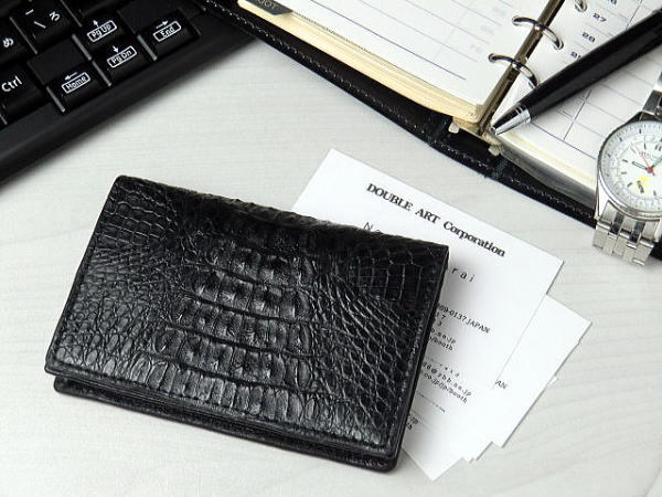  本革 カイマンクロコダイル 名刺入れ ブラック カードケース 黒 4501(男性用)｜売買されたオークション情報、yahooの商品情報をアーカイブ公開 - オークファン 男性用