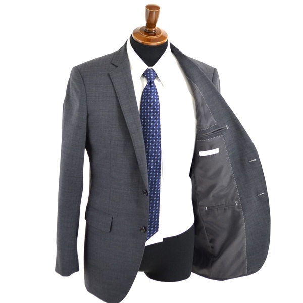 2TE46】スーツカンパニー 2つボタン シングル スーツ 袖口4つ釦 本切羽 ノータック 2パンツ 180cm-6Drop / YA6 / L ダークグレー HKT519