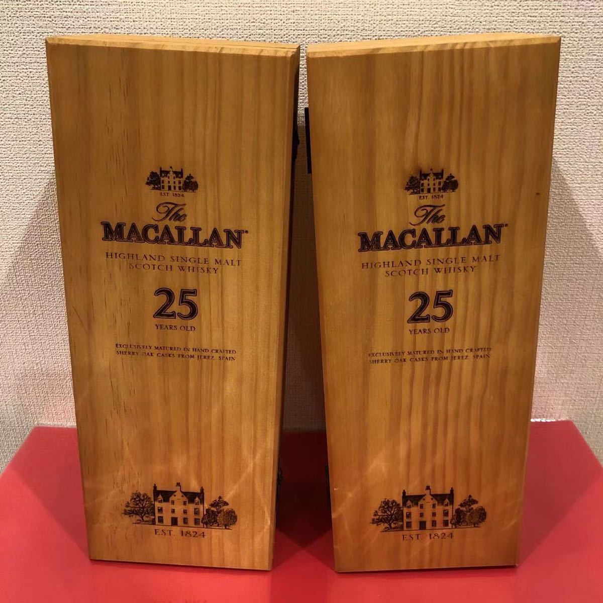 マッカラン 25年 空き瓶 木箱、袋付き (未洗浄) マッカラン25年 木箱 マッカラン 25年 空き瓶 木箱、袋付き (未洗浄