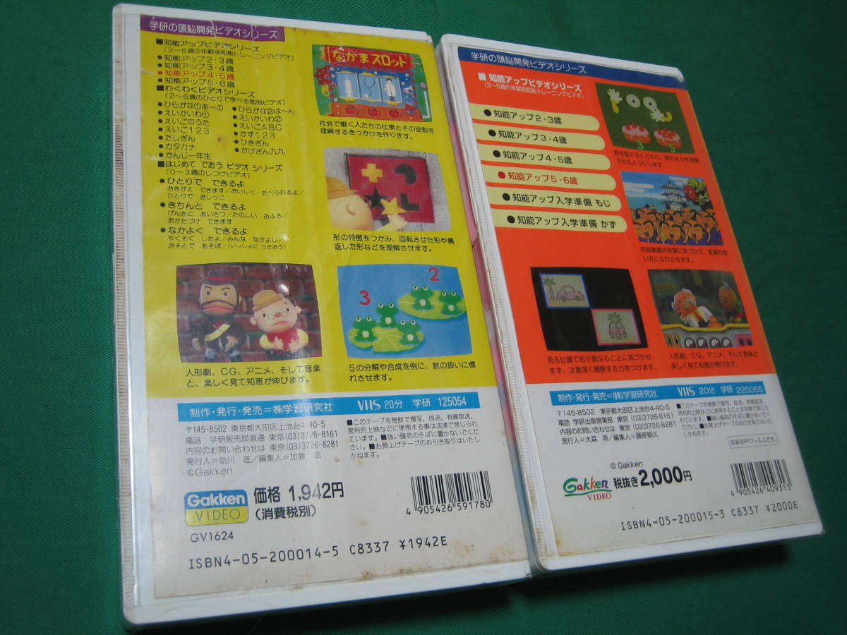 学研の頭脳開発ビデオ 知能アップ4・5歳 知能アップ5・6歳 VHS 2本