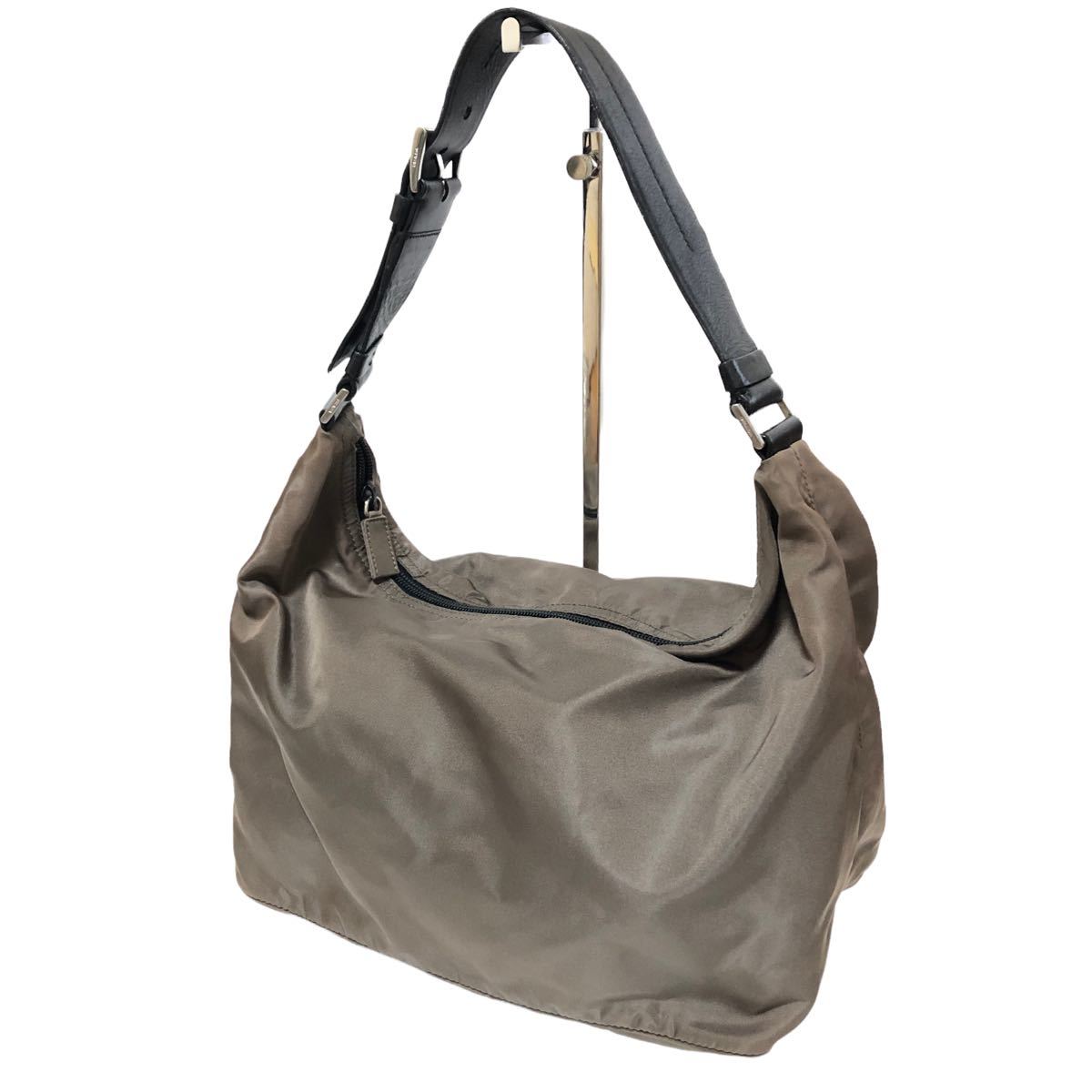 PRADA プラダ ワンショルダーバッグ テスート レザー×ナイロン 黒×チャコールグレー系 BR0414 PRADA プラダ ワンショルダーバッグ リナイロン) RE 超美品・使用感少ない✨プラダ