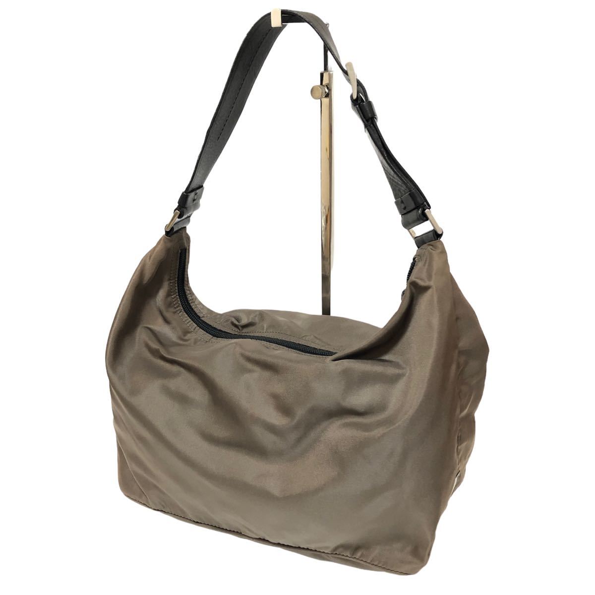 PRADA プラダ ワンショルダーバッグ テスート レザー×ナイロン 黒×チャコールグレー系 BR0414 PRADA プラダ ワンショルダーバッグ リナイロン) RE 超美品・使用感少ない✨プラダ