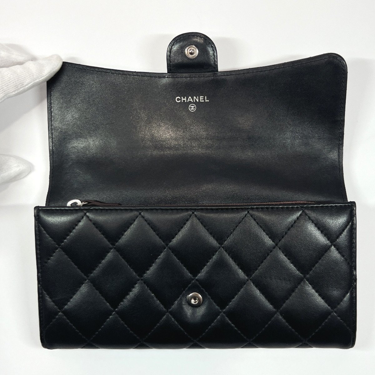 ♪ シャネル CHANEL マトラッセ ラムスキン 財布 三つ折 レッド系 ココ 