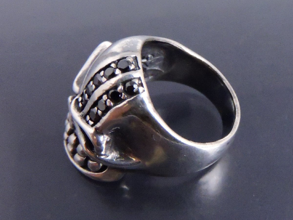 シルバー925 オニキス 指輪 リング ドクロ スカル ブタ鼻 17号